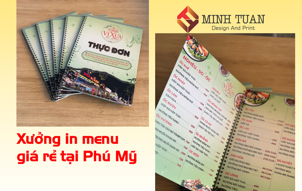 xưởng in menu giá rẻ Phú Mỹ